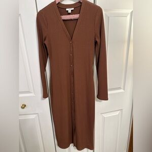 Button up rib knit dress
